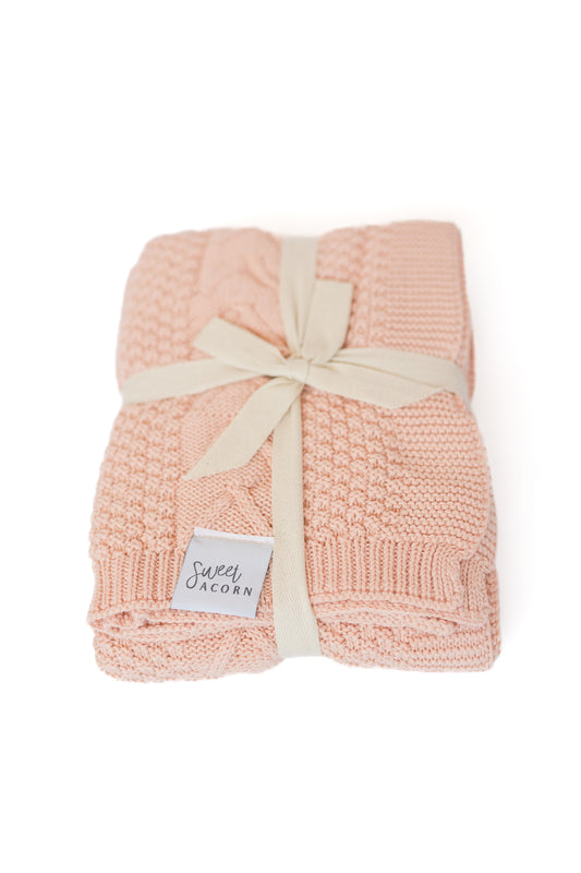 Dahlia Pink Knitted Blanket