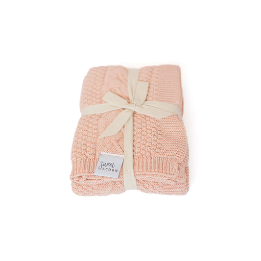 Dahlia Pink Knitted Blanket