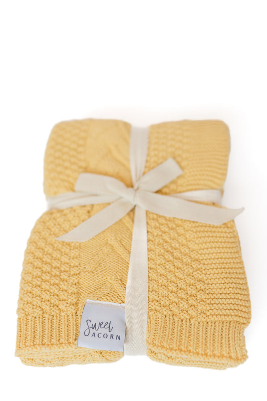 Butter Yellow Knitted Blanket
