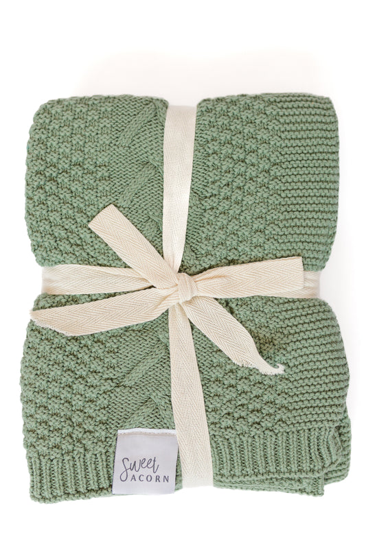 Juniper Green Knitted Blanket