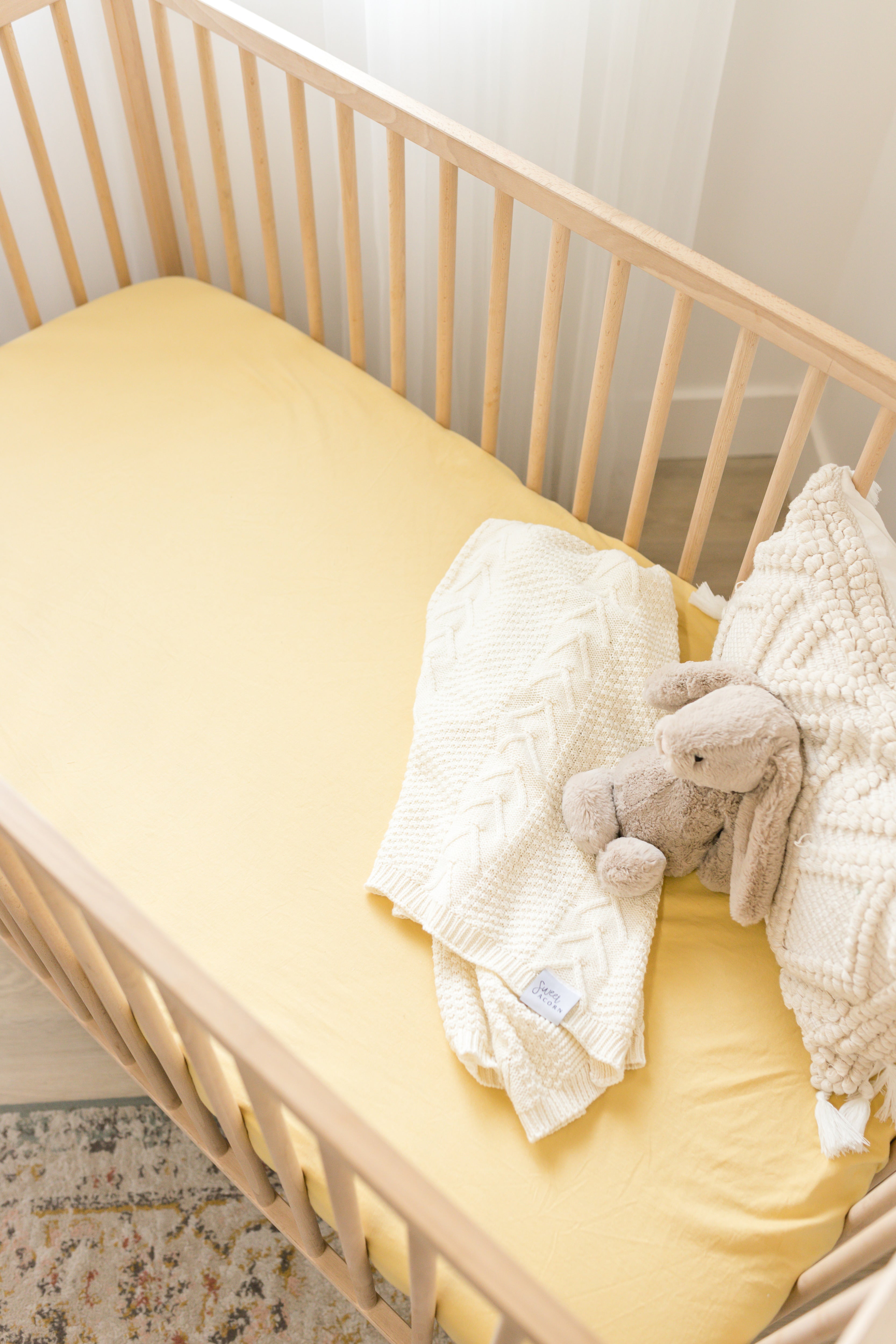 Butter Yellow Crib Sheet Sweet Acorn